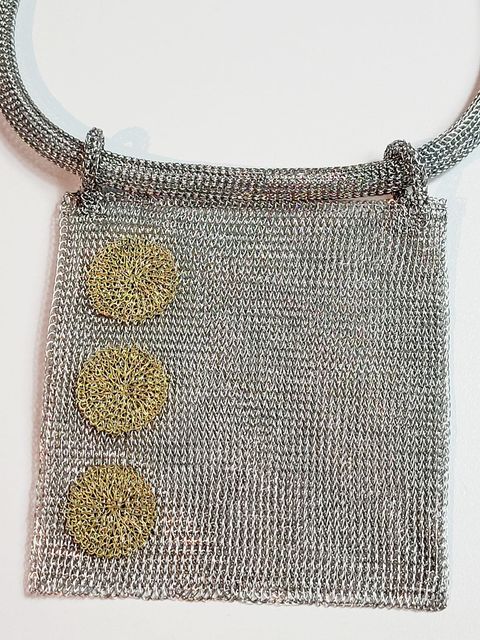 Square Statement Necklace-Stainless/Brass